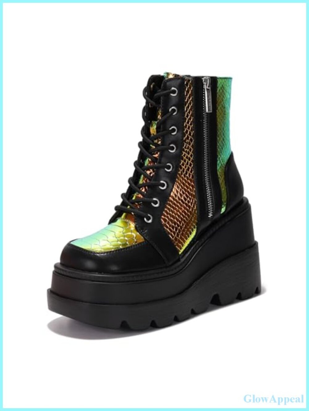 Platform Ankle Boots Chunky Block Heel Round Toe Zip